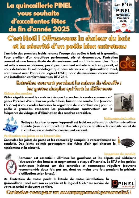 Newsletter Novembre / Décembre – Quincaillerie Pinel